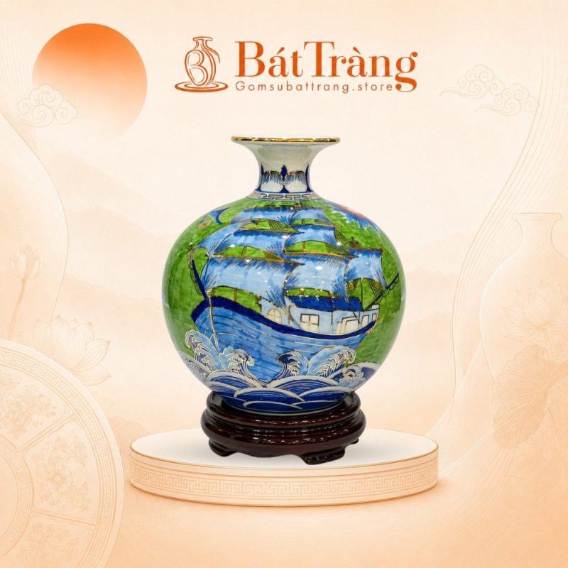 Bình Hút Lộc Thuận Buồm Xuôi Gió Và Cây Tùng Vẽ Vàng ST-HL03