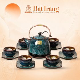 Bộ Ấm Chén Men Hỏa Biến Xanh Ngọc Lam Quai Đồng Bát Tràng ST-AC04 - Ảnh đại diện