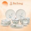 Bộ Bát Đĩa Men Kem Vẽ Hoa Đào Xanh Viền Nâu Gốm Sứ Bát Tràng ST-BD01 - Ảnh đại diện
