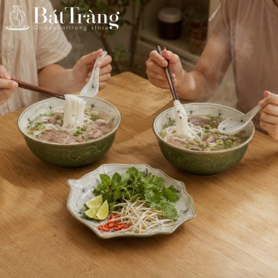 Bộ Bát Đĩa Men Ngọc Khắc Nổi Vẽ Chuồn Chuồn Trúc Bát Tràng ST-BD03 - Chi tiết 3