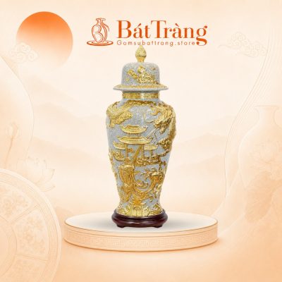 Chóe thờ men rạn dát vàng Cá Chép Vượt Vũ Môn ST-CT02
