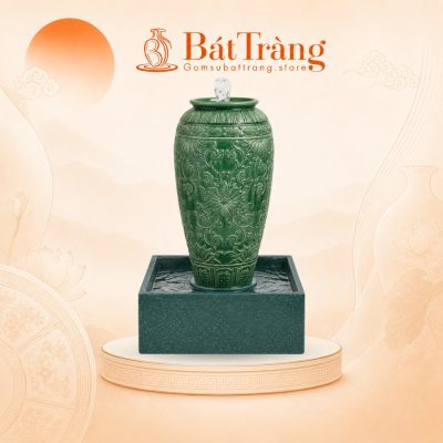 Chum nước men xanh ngọc lục bảo khắc hoa dây cổ điển ST-CN01