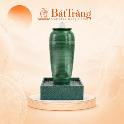 Chum nước men xanh ngọc hỏa biến kẻ sọc ngang ST-CN05