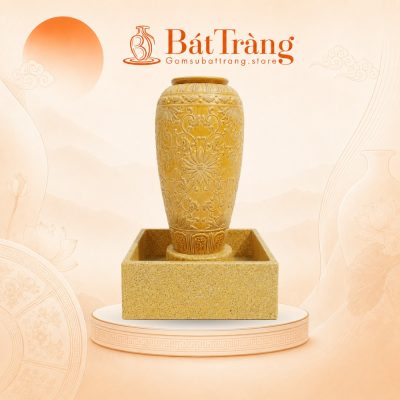 Chum nước men hoàng thổ khắc nổi hoa dây ST-CN06