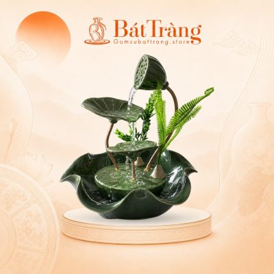 Thác nước tiểu cảnh để bàn nụ sen men xanh ngọc hỏa biến ST-TN02