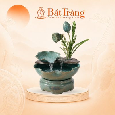 Thác nước tiểu cảnh để bàn nụ sen men xanh ngọc hỏa biến ST-TN01