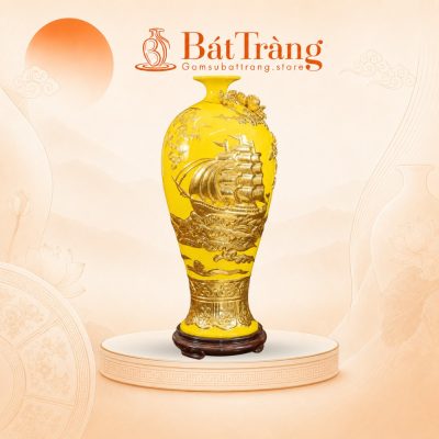 Mai bình Thuận Buồm Xuôi Gió dát vàng màu vàng ST-MB05