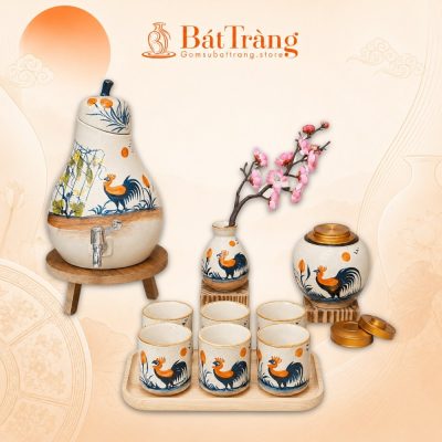 Bộ Bình Nước Dáng Quả Lê Gốm Bát Tràng Họa Tiết Gà ST-BBN02 - Ảnh đại diện