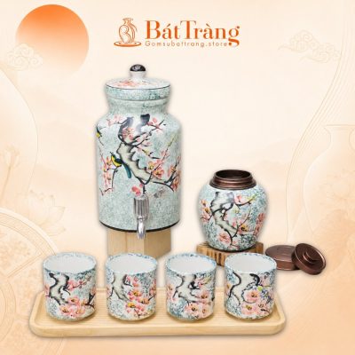 Bộ Bình Nước Dáng Trụ Bát Tràng Họa Tiết Hoa Đào ST-BBN16 - Ảnh đại diện