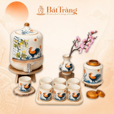 Bộ Bình Nước Dáng Đu Đủ Họa Tiết Gà Trống Phú Quý ST-BBN01 - Ảnh đại diện
