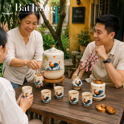 Bộ Bình Nước Dáng Đu Đủ Họa Tiết Gà Trống Phú Quý ST-BBN01 - Chi tiết 1