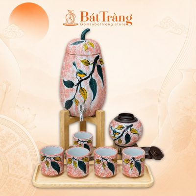 Bộ Bình Nước Gốm Sứ Bát Tràng Họa Tiết Chim Lá Mộc Mạc ST-BBN18 - Ảnh đại diện