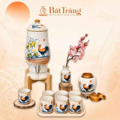 Bộ Bình Nước Gốm Sứ Bát Tràng Họa Tiết Gà Trống Vinh Hoa ST-BBN03 - Ảnh đại diện