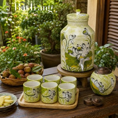 Bộ Bình Nước Gốm Sứ Bát Tràng Họa Tiết Sen Hạ Thanh Bình ST-BBN06 - Chi tiết 3