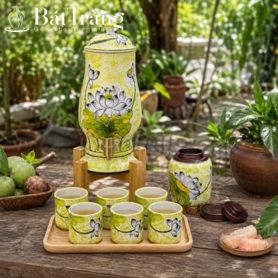 Bộ Bình Nước Gốm Sứ Bát Tràng Họa Tiết Sen Thanh Bình ST-BBN11 - Chi tiết 3