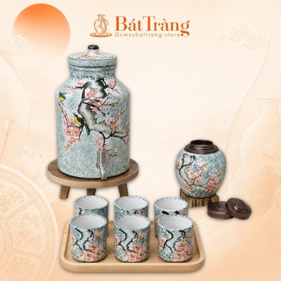 Bộ Bình Nước Gốm Sứ Bát Tràng Vẽ Tay Chim Hoa Đào Thanh Nhã ST-BBN13 - Ảnh đại diện