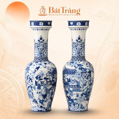 Cặp Bình Tỳ Bà Bát Tràng Vẽ Cảnh Bách Nhi Đồ Men Lam Cao Cấp ST-TB01 - Ảnh đại diện