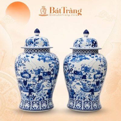 Đôi Chóe Bát Tràng Men Lam Họa Tiết Bách Nhi Đồ Vẽ Tay ST-CT03 - Ảnh đại diện