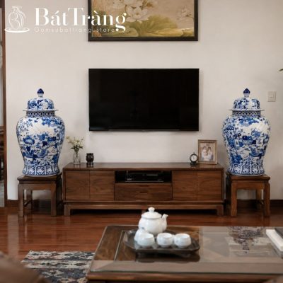 Đôi Chóe Bát Tràng Men Lam Họa Tiết Bách Nhi Đồ Vẽ Tay ST-CT03 - Chi tiết 3