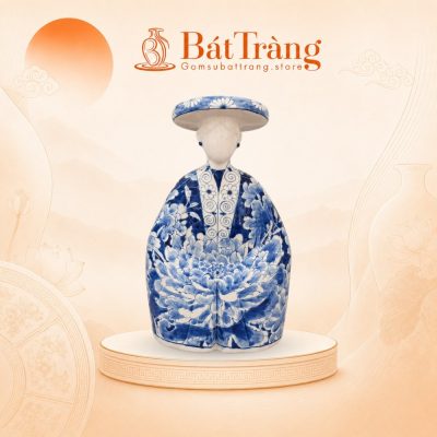 Tượng Cô Gái Bát Tràng Duyên Dáng Họa Tiết Hoa Mẫu Đơn Men Lam ST-TG09 - Ảnh đại diện