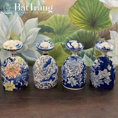 Tượng Cô Gái Việt Bát Tràng Dáng Áo Dài Cổ Phục Nhật Bình Hoa Sen ST-TG10 - Chi tiết 5