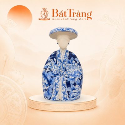 Tượng Gốm Sứ Cô Gái Bát Tràng Dáng Duyên Họa Tiết Hoa Lam ST-TG12 - Ảnh đại diện