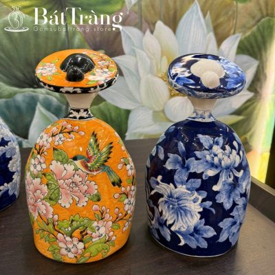 Tượng Gốm Sứ Cô Gái Bát Tràng Dáng Duyên Họa Tiết Hoa Lam ST-TG12 - Chi tiết 5