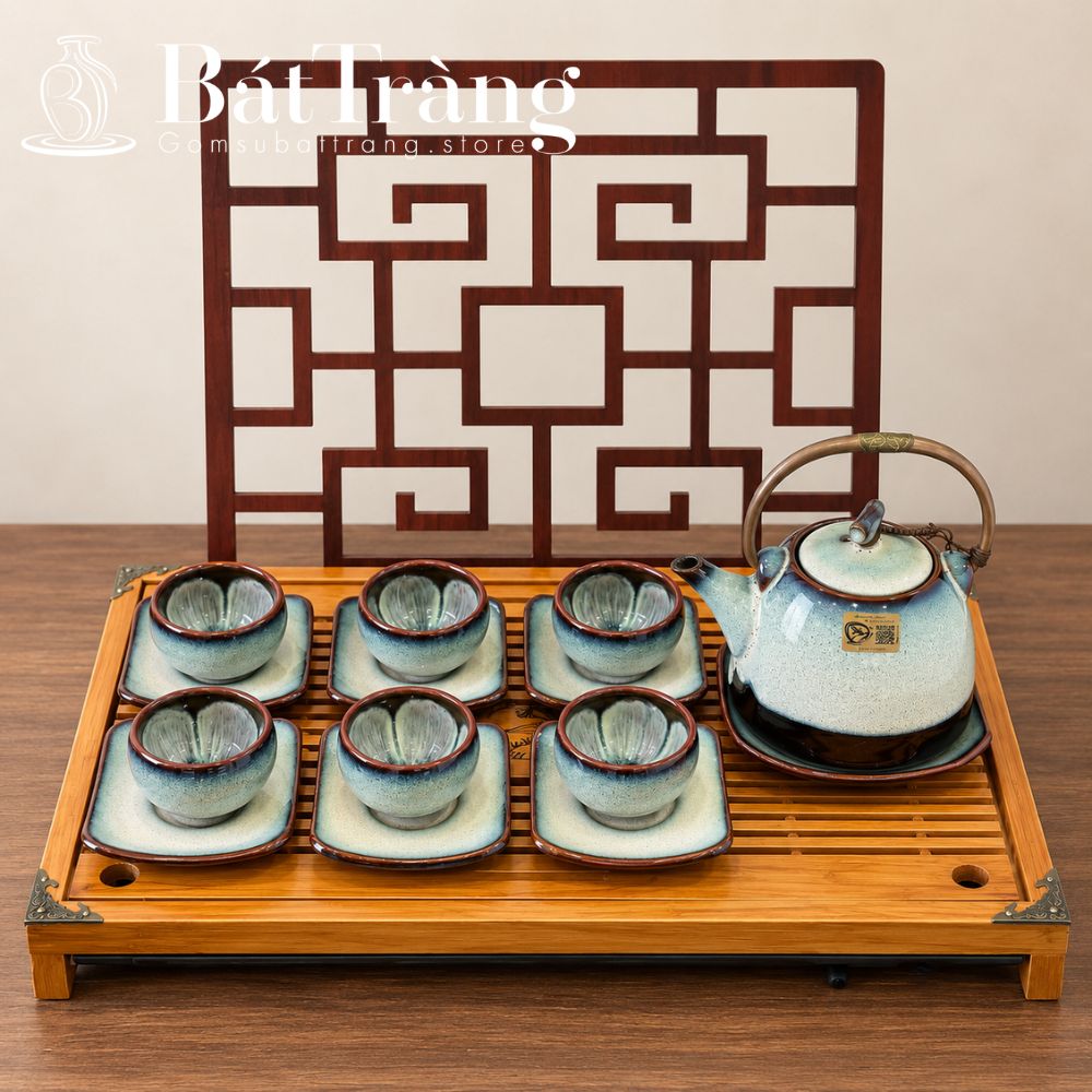 Bộ ấm chén Bát Tràng