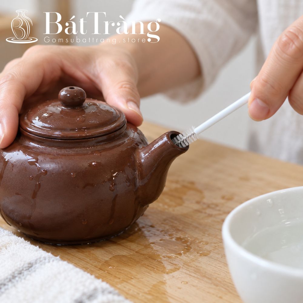 Vệ sinh ấm chén Bát Tràng