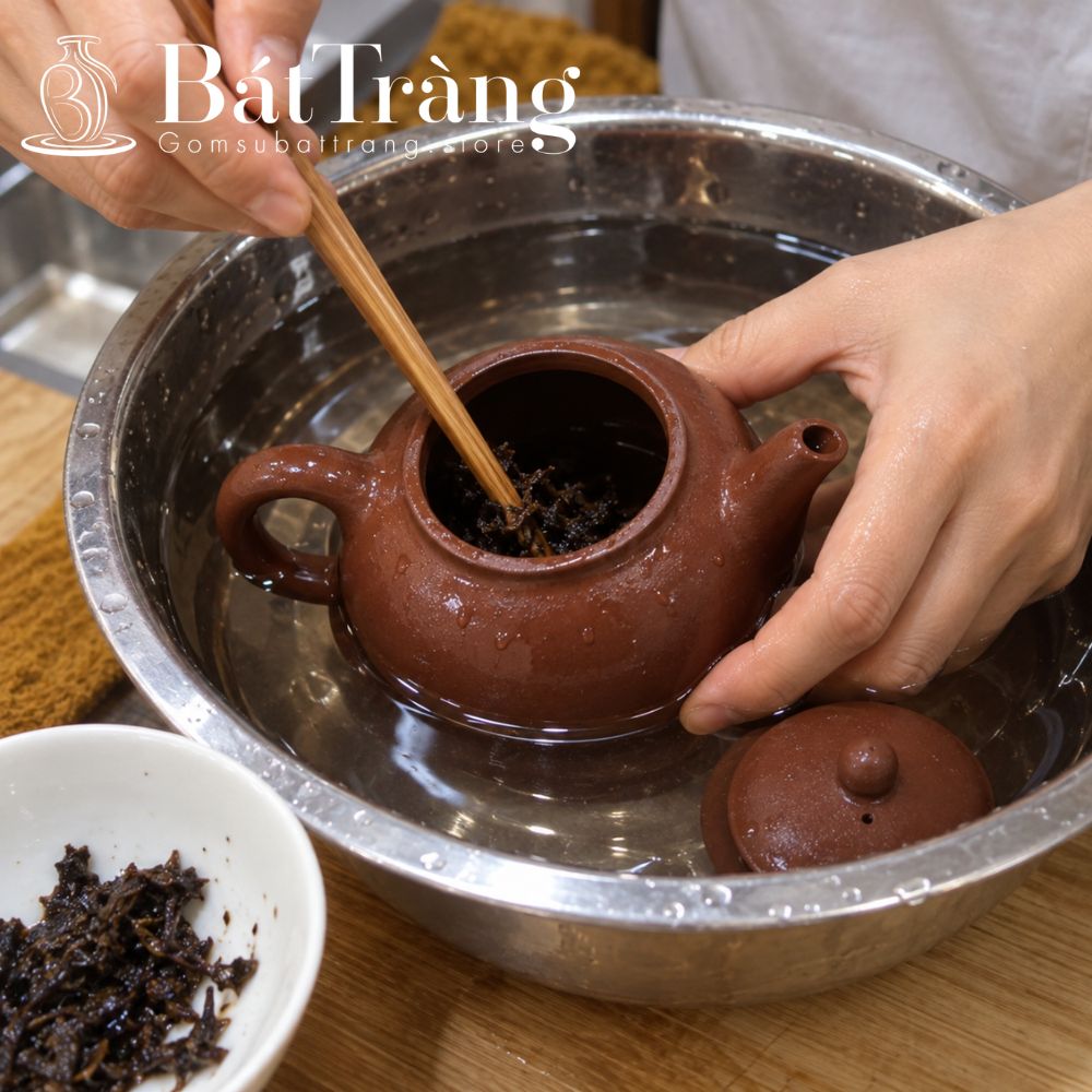 Vệ sinh ấm chén Bát Tràng